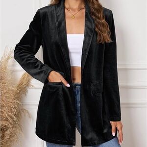 Women's Black Velvet Blazer